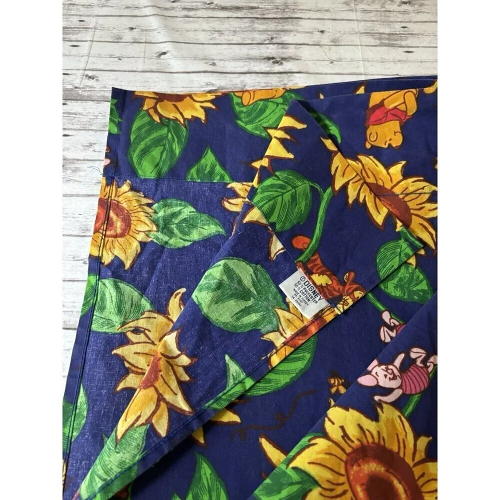 Vintage Disney Winnie the pooh & friends Blue Sunflower shower curtain 70x70”